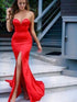 Mermaid Sweetheart  Satin Prom Dresses with Slit LBQ3467